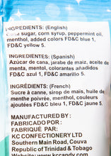 Load image into Gallery viewer, kc candy, kc confectionery, toffee, creamy toffee, choco filled mints, chocolate mints, trinidad kc, trinidad snacks, dinner mints, power mints, ginger mints, snacks, ice mints
